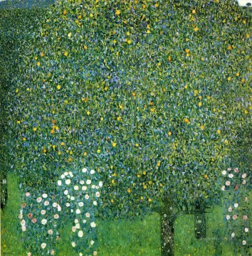 Bosque Painting - Rosas bajo los árboles bosque de Gustav Klimt